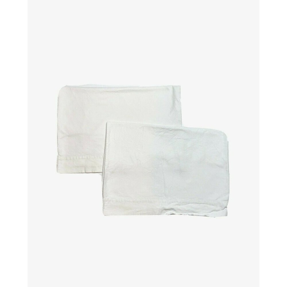 2 Vintage Solid White Flannel Pillowcases Warm Standard Shams 1980s Cotton Pair
